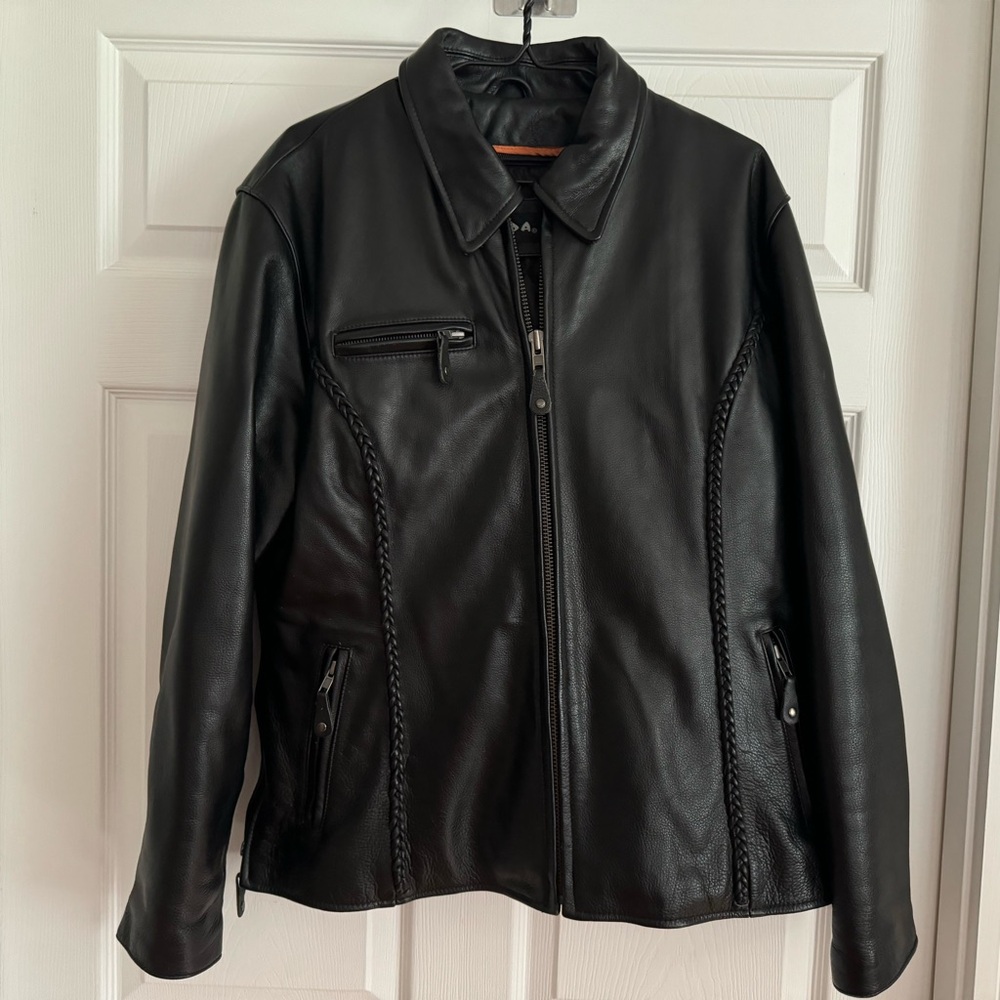 Genuine Leather women’s biker jacket, size XL